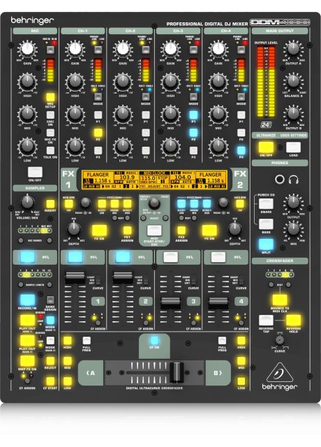 Behringer DDM4000 Ultimate 5 Channel Digital DJ Mixer with Sampler, 4 FX Sections, Dual BPM Counters and MIDI Behringer DDM4000 Ultimate 5 Channel Digital DJ Mixer with Sampler, 4 FX Sections, Dual BPM Counters and MIDI