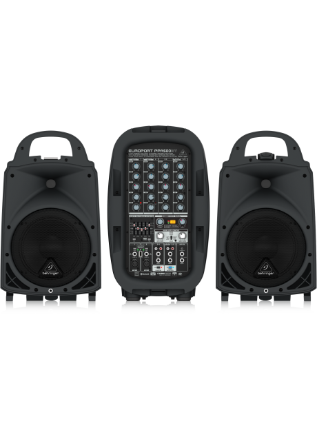 Behringer PPA500BT Ultra-Compact 500 Watt 6 Channel Portable PA System with Bluetooth Wireless Technology, Wireless Microphone Option, Klark Teknik Multi-FX Processor and FBQ Feedback Detection Behringer PPA500BT Ultra-Compact 500 Watt 6 Channel Portable PA System with Bluetooth Wireless Technology, Wireless Microphone Option, Klark Teknik Multi-FX Processor and FBQ Feedback Detection