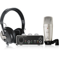 Behringer U-PHORIA STUDIO Complete Recording/Podcasting Bundle with USB Audio Interface, Condenser Microphone, Studio Headphones and More