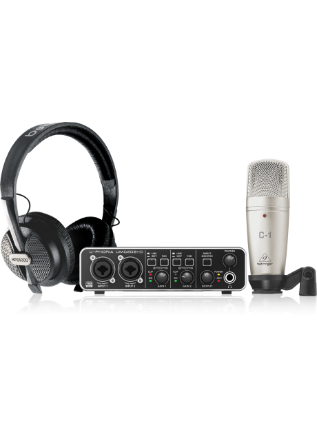 Behringer U-PHORIA STUDIO PRO Complete Recording Bundle with High Definition USB Audio Interface, Condenser Microphone, Studio Headphones and More