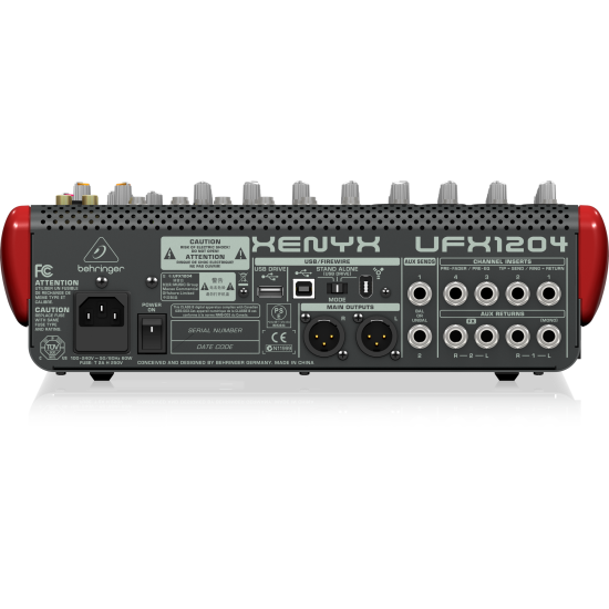 Behringer UFX1204 Premium 12-Input 4-Bus Mixer with 16x4 USB/FireWire Interface, 16-Track USB Recorder, XENYX Mic Preamps and Compressors, British EQ and Multi-FX Processor Behringer UFX1204 Premium 12-Input 4-Bus Mixer with 16x4 USB/FireWire Interface, 16-Track USB Recorder, XENYX Mic Preamps and Compressors, British EQ and Multi-FX Processor
