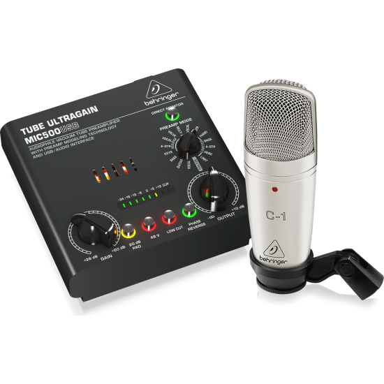 Behringer VOICE STUDIO Complete Recording Bundle with Studio Condenser Mic, Tube Preamplifier with 16 Preamp Voicings and USB/Audio Interface
