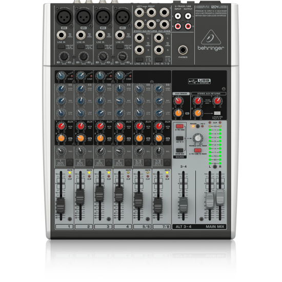 Behringer Xenyx 1204USB Premium 12-Input 2/2-Bus Mixer with XENYX Mic Preamps and Compressors, British EQ and USB/Audio Interface