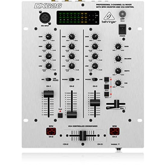 Behringer Pro Mixer DX626 Professional 3-Channel DJ Mixer with B