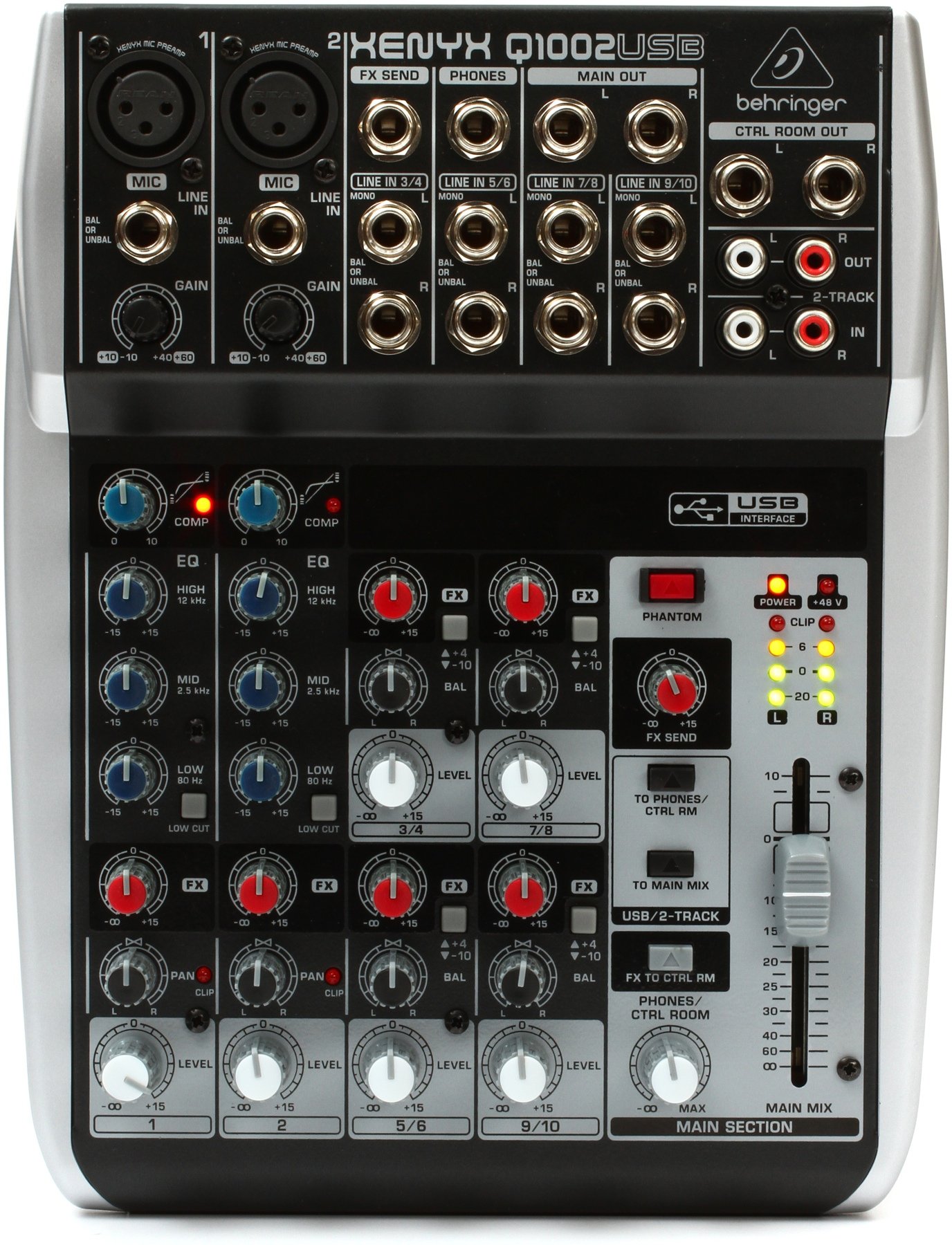 BEHRINGER Q1002USB Premium 10-Input 2-Bus Mixer with Xenyx