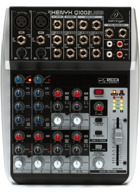 BEHRINGER Q1002USB Premium 10-Input 2-Bus Mixer with Xenyx Mic Preamps