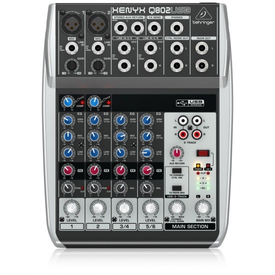 Behringer Xenyx Q802USB Premium 8-Input 2-Bus Mixer with USB/Aud