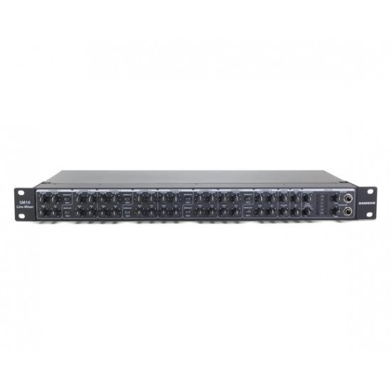 Samson SM10 Ten channels (eight 1/4" stereo line inputs, two combination XLR-1/4" inputs)