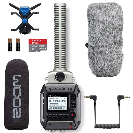 Zoom F1-SP Field Recorder & Shotgun Microphone Bundle with Deadcat Windscreen & 32GB Micro SDHC Card